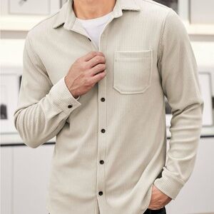 Men's Corduroy Shirt/ Long Sleeve Button Down Lightweight Jacket